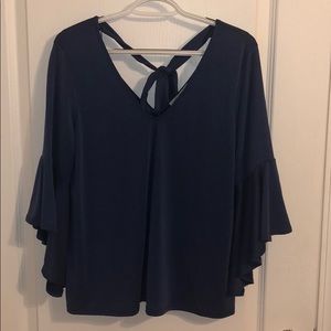 Blue flare sleeve shirt